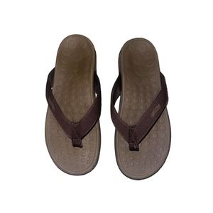 Vionic Mens Wave Black Flip Flops Size 9 Brown